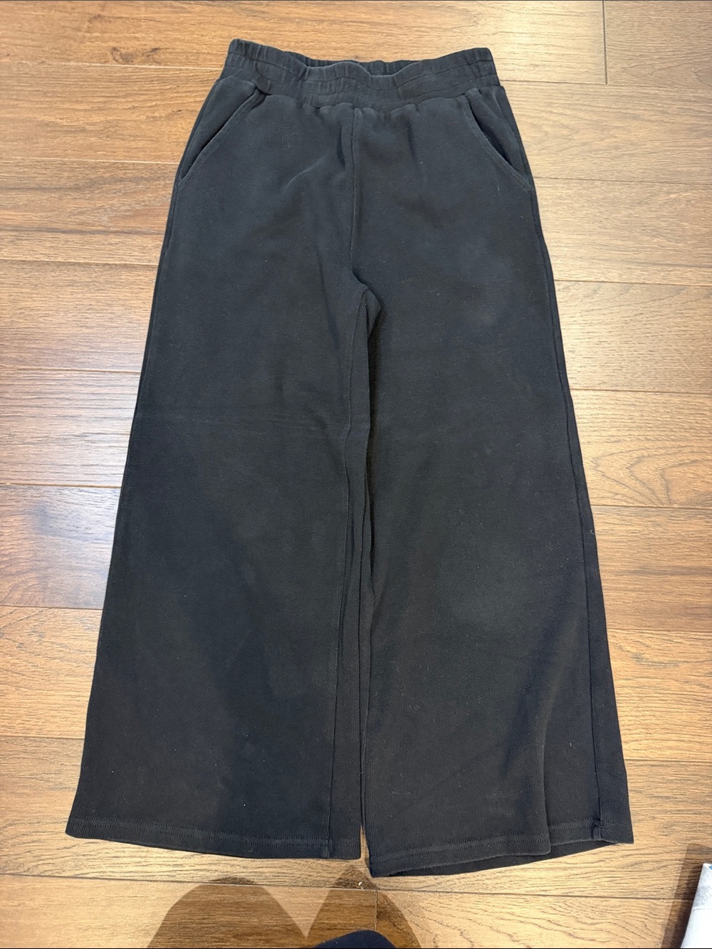 Listicle Ribbed Black Wide-Leg Sweatpants Size Small - C31-053